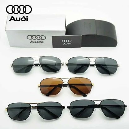 High Quality AUDI Genuine Sunglasses for Men Fashion Polarized Driving Eyewear Metal Frame Pilot Sun Glasses Original Box