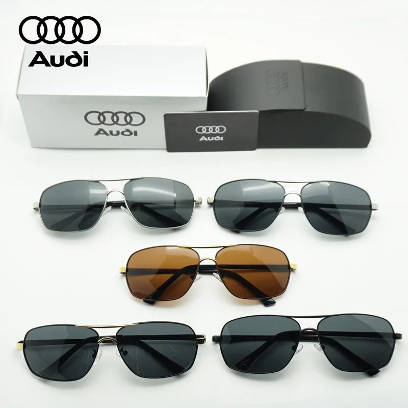 Audi Polarized Sunglasses – Unisex UV400 Anti-Glare Square Alloy Frame Sport &amp; Driving Shades