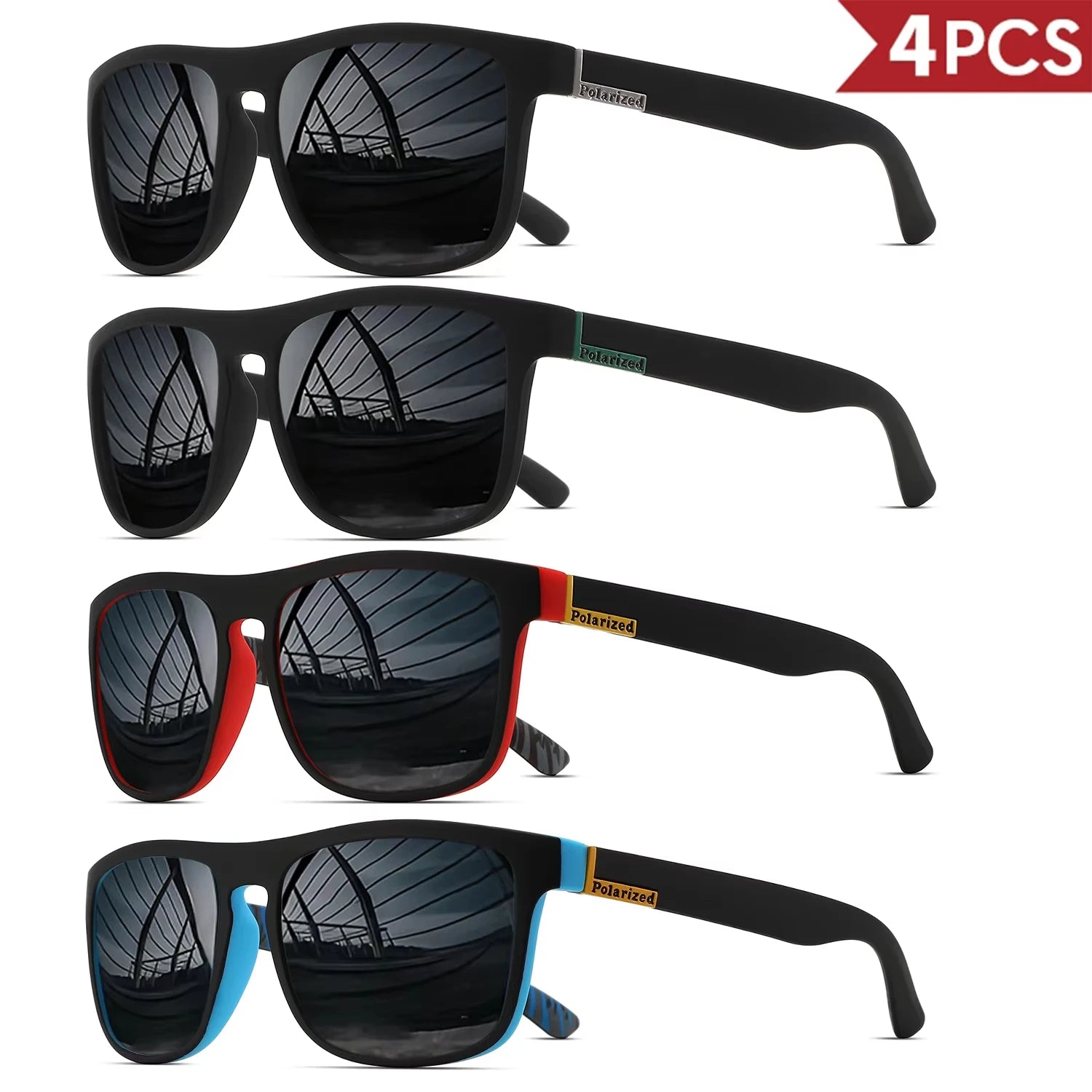 Polarized Square Sports Sunglasses UV400 – Driving, Fishing &amp; Cycling (1, 2, 3 or 4 Pack)