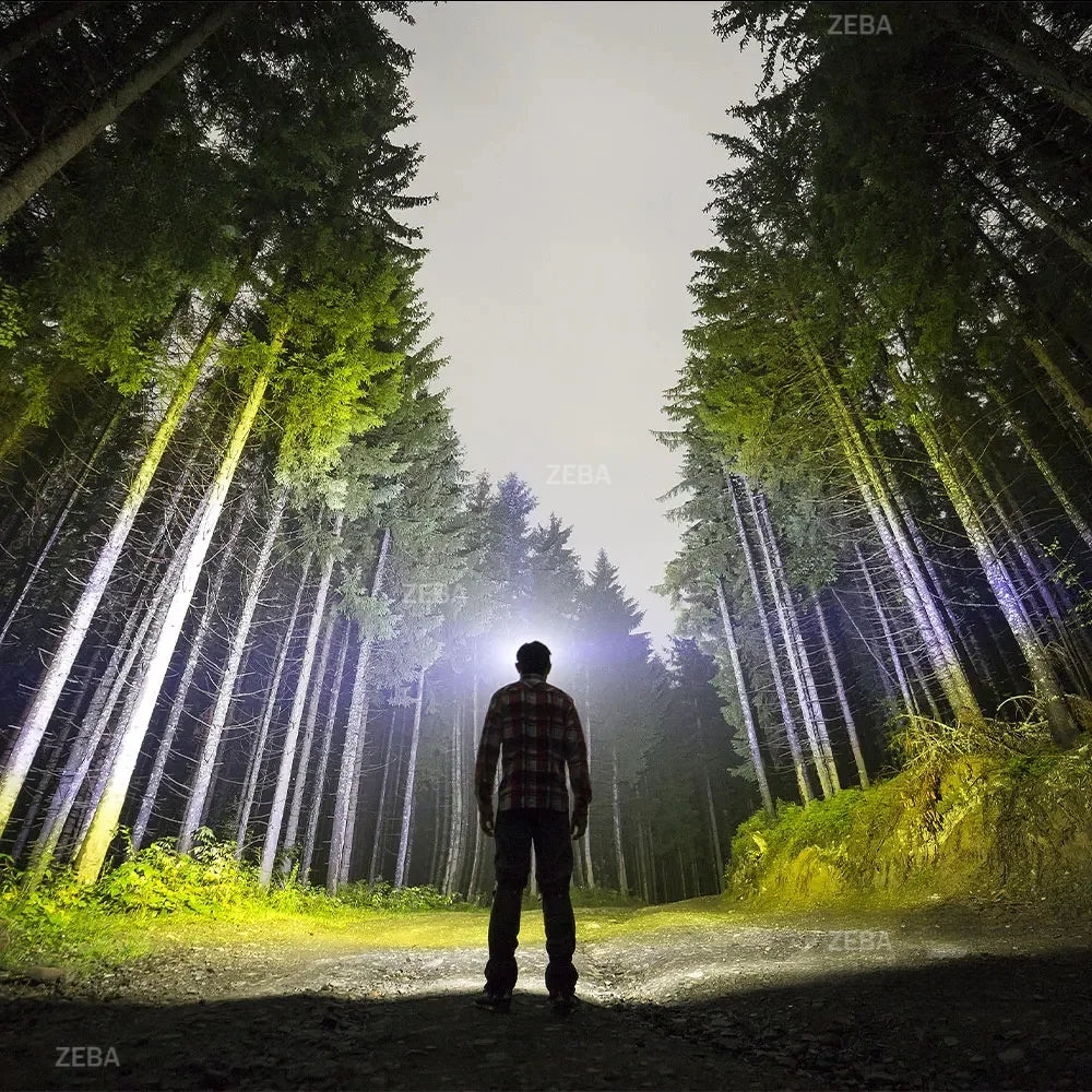 Super Bright Headlamp Dual Laser Motion Sensor Headlight 18650 USB Rechargeable Torch Yellow Light for Fog Night Running Fishing