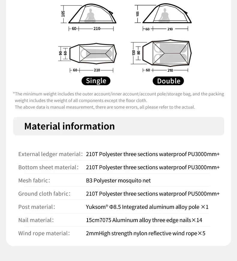 Naturehike Could Up Base 2025 Ultra light trekking tent Tent outdoor camping overnight double camping equipment