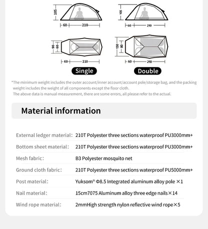 Naturehike Could Up Base 2025 Ultra light trekking tent Tent outdoor camping overnight double camping equipment