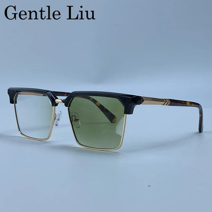 GENTLE LIU FY-99270 Square Sunglasses – Alloy Frame, UV400 Gradient, Steampunk Style