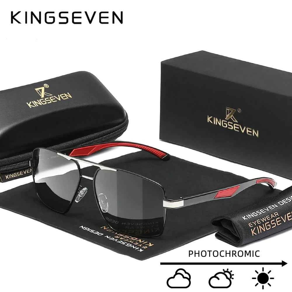 KINGSEVEN 7719 Alloy Sunglasses – Photochromic, Night Vision &amp; Standard Lens Options, Polarized Mirror, UV400, Unisex