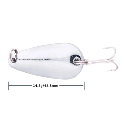 Metal Spoon Fishing Lure with Treble Hook – Gold &amp; Silver Jig Bait for Bass, Pike &amp; Perch