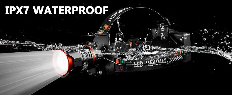 Rechargeable 1000000 Lumens Motion Sensor Zoomable Headlamp with 12 Modes IPX7 Waterproof for Camping Running Emergency