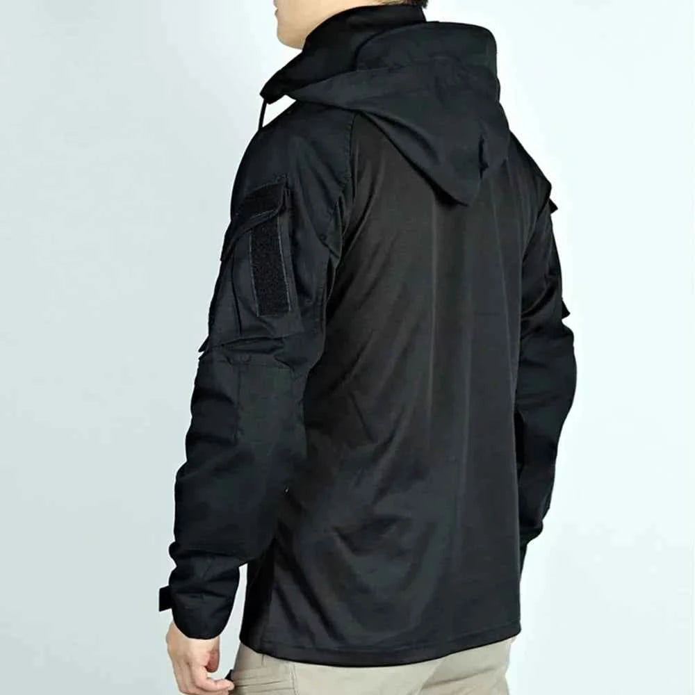 Tactical Combat Shirts Men Long Sleeve Breathable T-shirt Camo Hooded Quick-dry CS Paintball T-Shirt Tops Wear-resisting