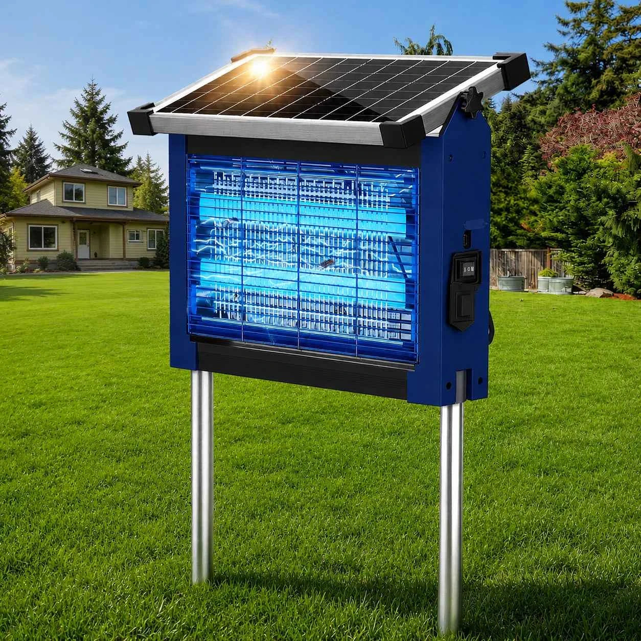 Solar Bug Zapper Outdoor Waterproof, 4500V High Power Cordless Mosquito Zapper, Dual Solar &amp; USB Rechargeable for Patio Garden