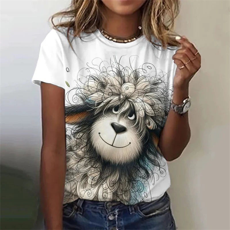 3D Printed Rabbit T Shirt For Women Cute Animal Pattern Short Sleeves Summer Casual Fashion Street O-Neck Tees Oversize T-Shirts