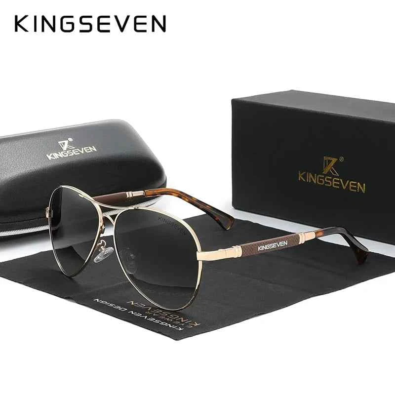 KINGSEVEN N7730 Polarized Pilot Sunglasses – Titanium Frame, Photochromic, UV400, Unisex