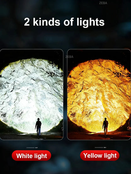 Super Bright Headlamp Dual Laser Motion Sensor Headlight 18650 USB Rechargeable Torch Yellow Light for Fog Night Running Fishing