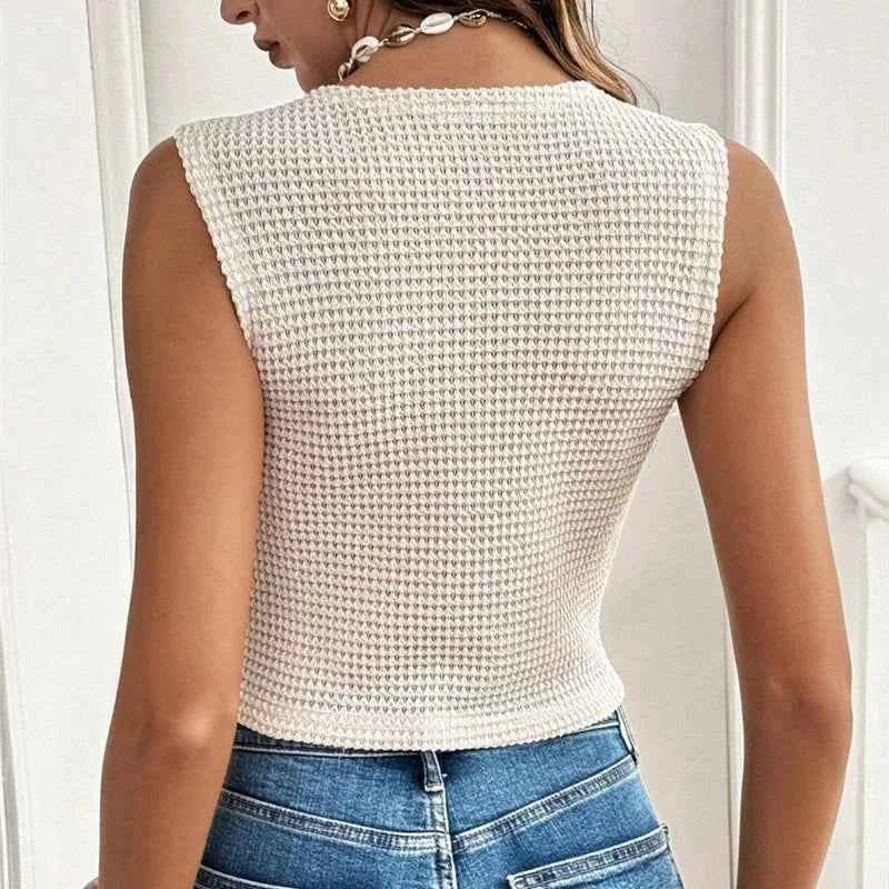 Summer Street Style Simple Casual Sleeveless Solid Color Women&