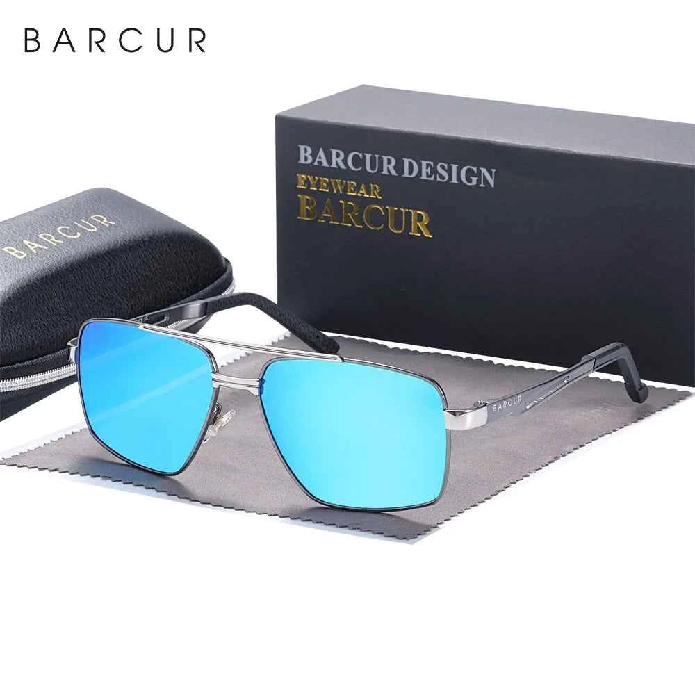 BARCUR BC8035 Polarized Pilot-Square Sunglasses – Stainless Steel, UV400, Unisex