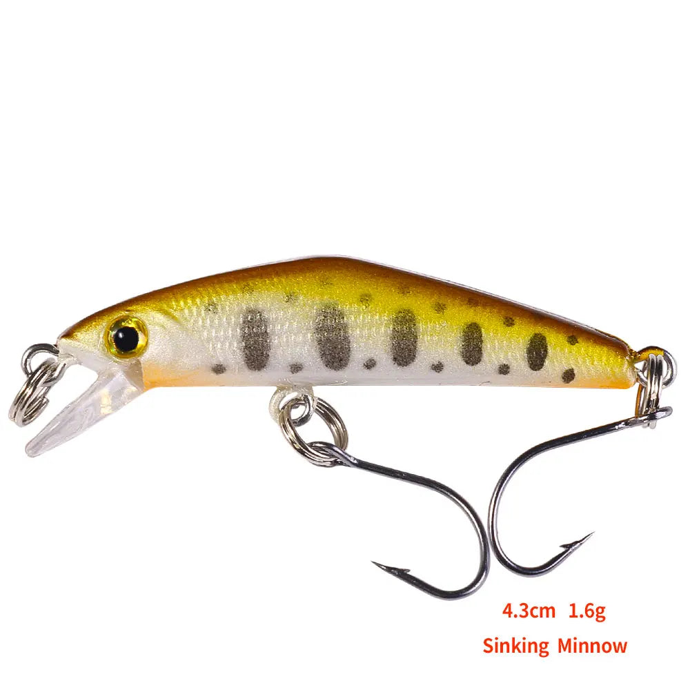 43mm 1.6g Micro Sinking Minnow Fishing Lure – Hard Bait for Bass, Trout, Salmon &amp; Panfish