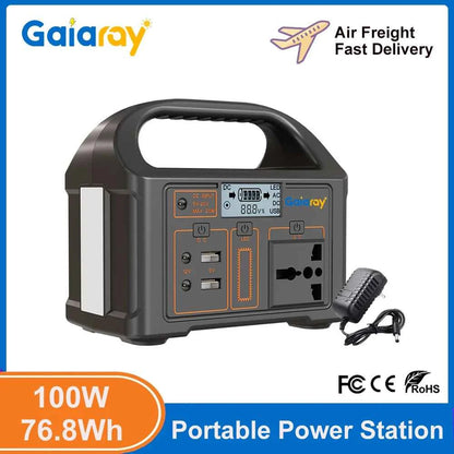 100W Portable Power Station 24000mAh LiFePO4 Charging Station Solar Generator 220V/110V Energy Storage Power Supply for Camping