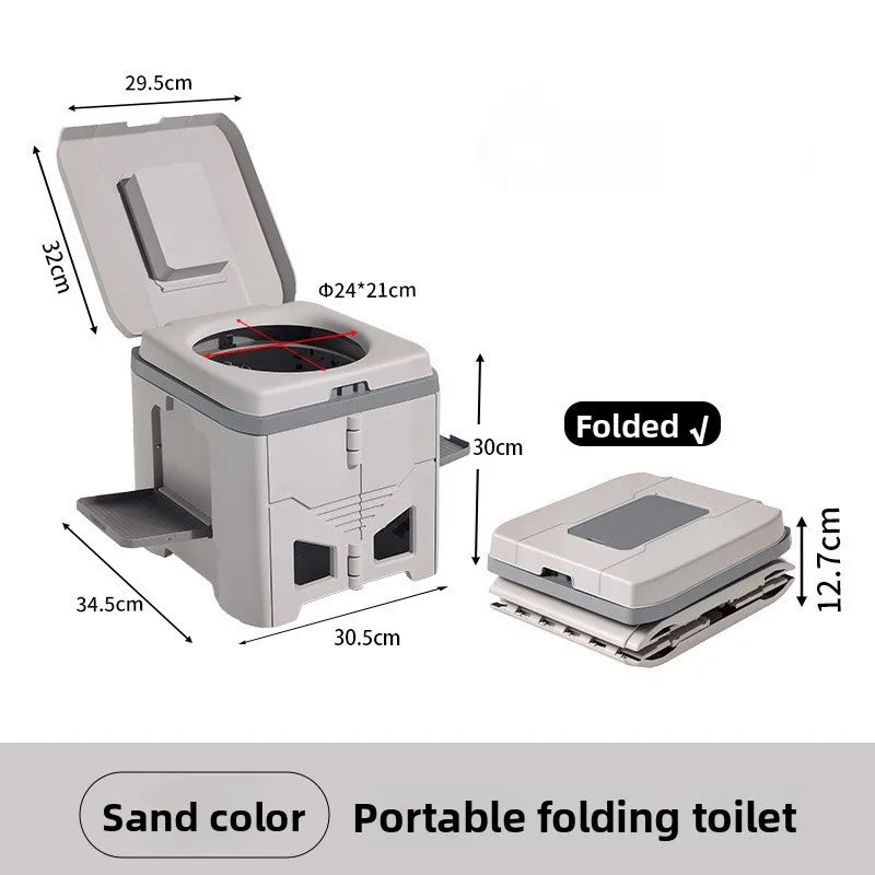 Folding Portable Camping Toilet – Odor-Proof | Adult Commode | Car Emergency &amp; Outdoor Use | 3 Colours