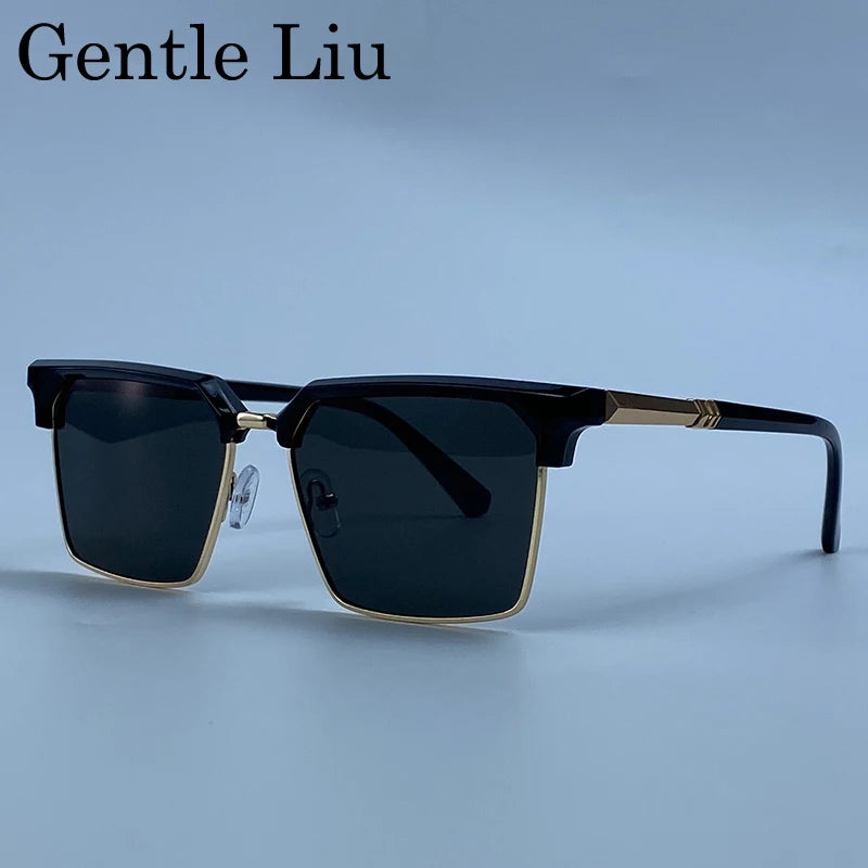 GENTLE LIU FY-99270 Square Sunglasses – Alloy Frame, UV400 Gradient, Steampunk Style