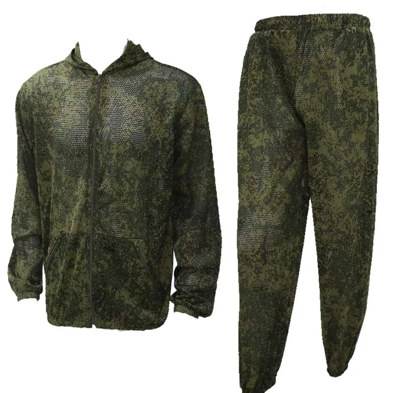 Mesh Ghillie Suit – Breathable Camo Hoodie &amp; Pants Set for Hunting, Fishing &amp; Tactical Use