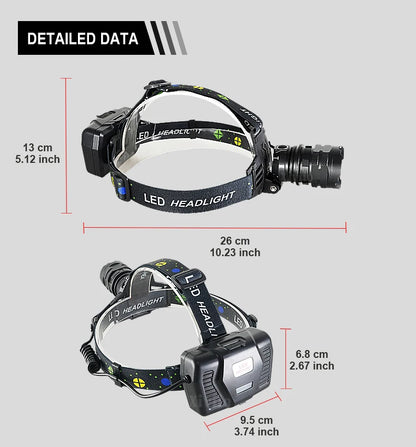 860000000LM Ultra Powerful LED Headlamp Super Bright Long Range 4500M Head Flashlight Rechargeable  Head Lantern Fishing Hunting