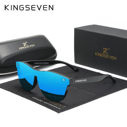 KINGSEVEN Oversized Rimless Polarized Sunglasses – UV400 Mirror Lens, Retro Style