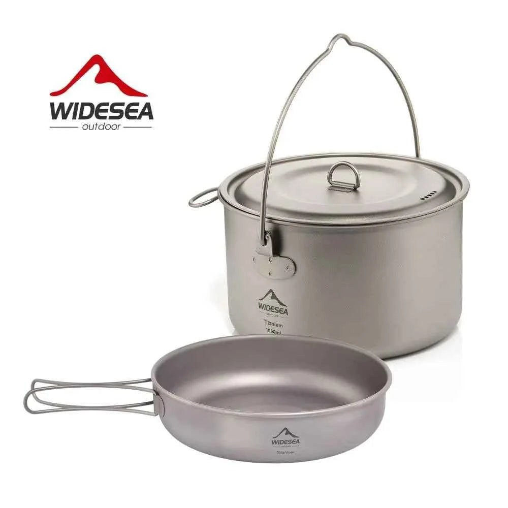 Widesea  Titanium Cookware  Titanium Cookware Set Tourism Cauldron Outdoor Cooking Pot Frying Pan Picnic Kitchen Hiking Trekking