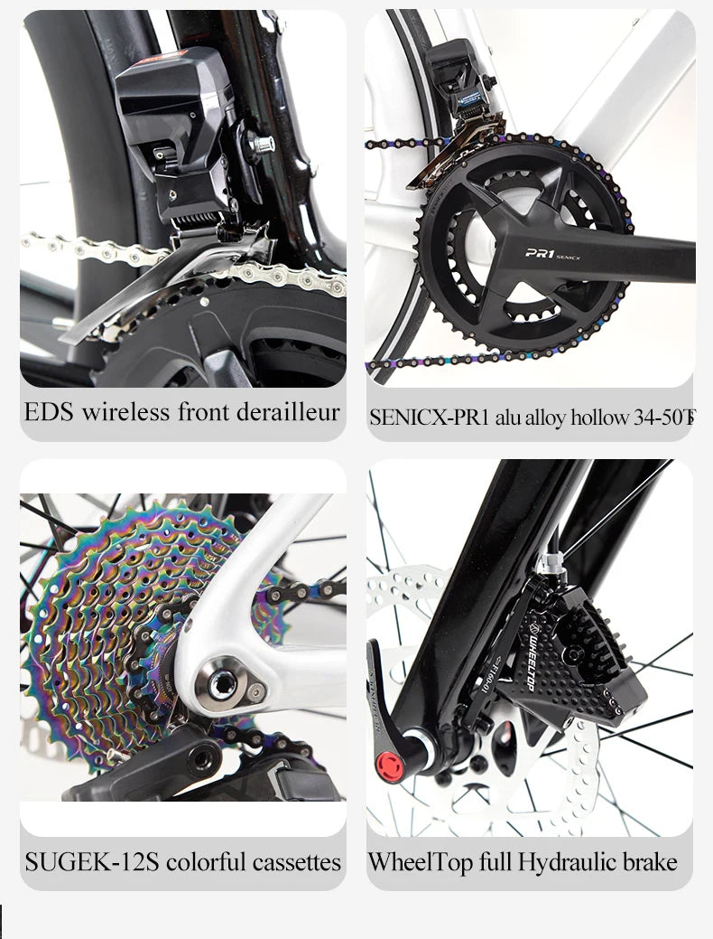 Twitter Full Carbon Road Bike Wireless Electronic Shifting WheelTop EDS TX 2X12 Speed Hydraulic Disc Brake Adult Men&