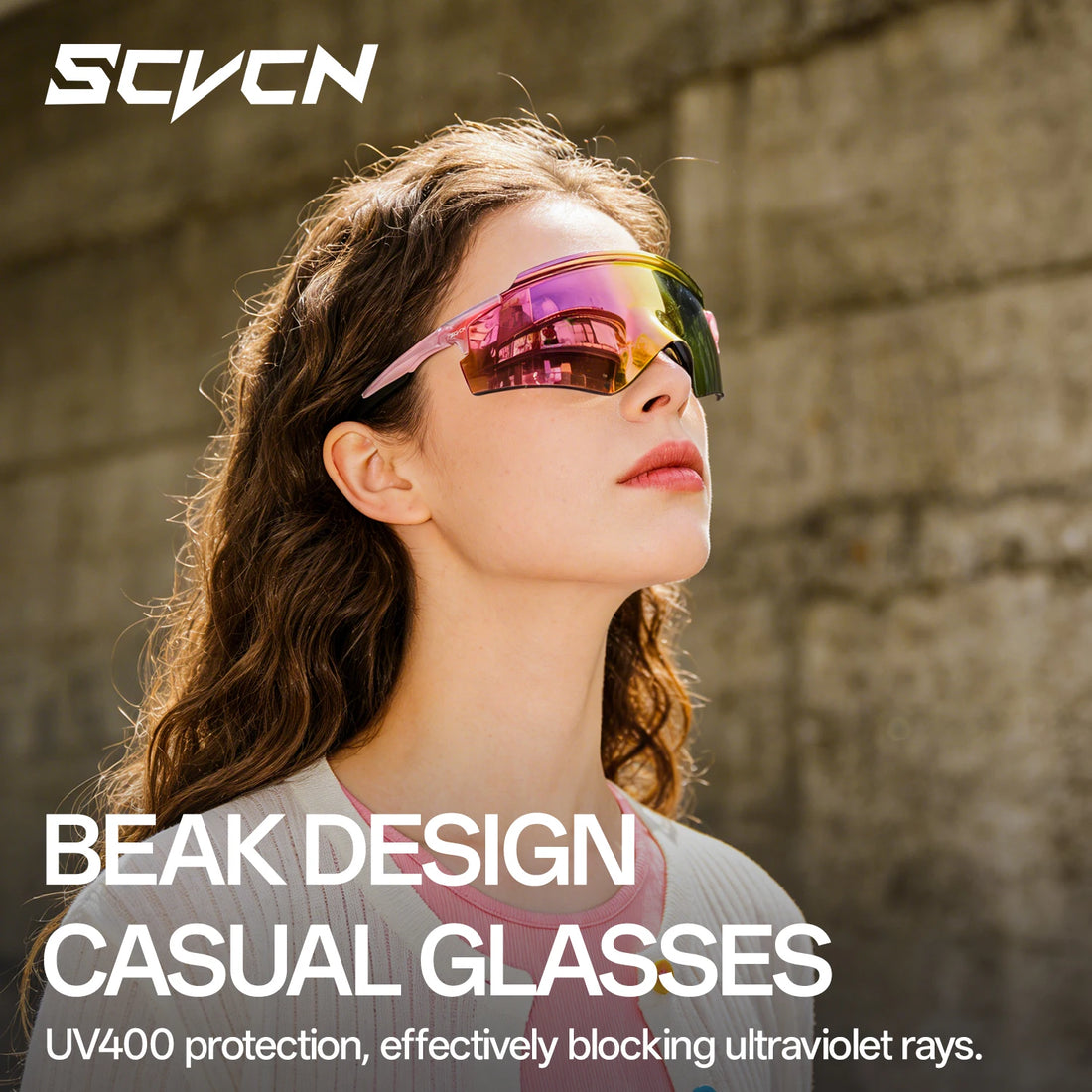 SCVCN Cycling Sunglasses – UV400 Waterproof Photochromic TR-90 Frame 146mm Wide Lens for MTB, Running &amp; Outdoor Sport