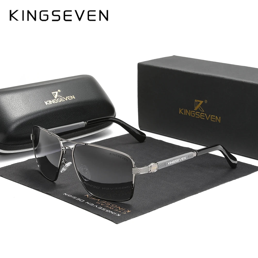 KINGSEVEN 7790 Polarized Square Sunglasses – Alloy Frame, UV400, Photochromic Options