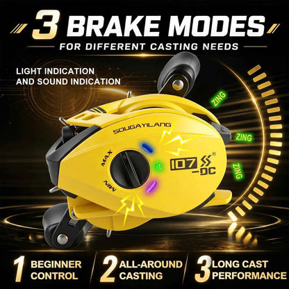 Sougayilang 107-DC Baitcasting Reel 7.1:1 Gear Ratio 6+1BB Lightweight Long Cast Fishing Reel Max Drag 15kg Saltwater Freshwater