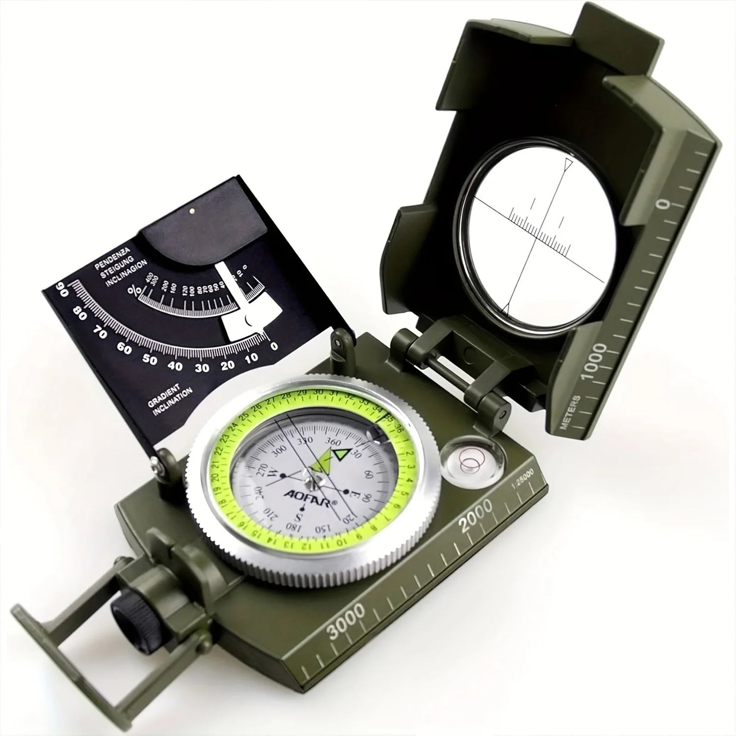 Phosphorescent Lensatic Compass – High-Precision Navigation for Hiking, Camping &amp; Survival
