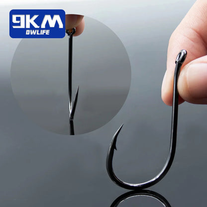 High Carbon Steel Circle Hooks – Barbed | Reversed Point | 17 Sizes | 50 &amp; 100 Pack | Freshwater &amp; Saltwater