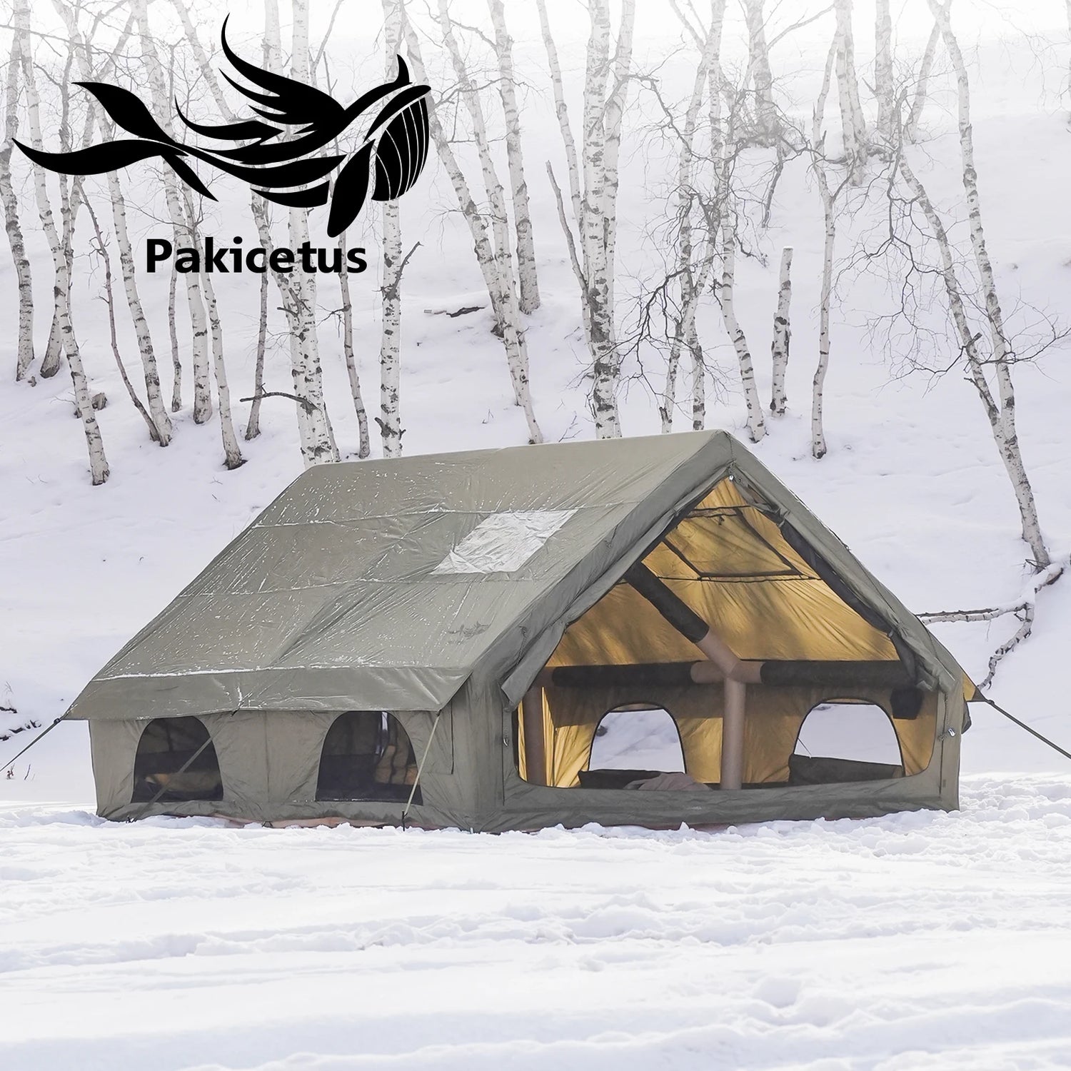 PAKICETUS Inflatable Camping Tent – 4-8 Person Portable 4-Season Waterproof Tent with Windows