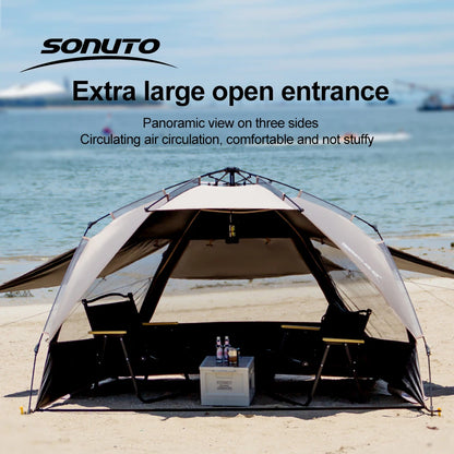 Sonuto Outdoor 3-4P One-Touch Camping Tent Quick Automatic Opening Beach Fishing Tent