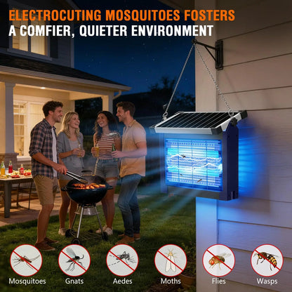 Solar Bug Zapper Outdoor Waterproof, 4500V High Power Cordless Mosquito Zapper, Dual Solar &amp; USB Rechargeable for Patio Garden