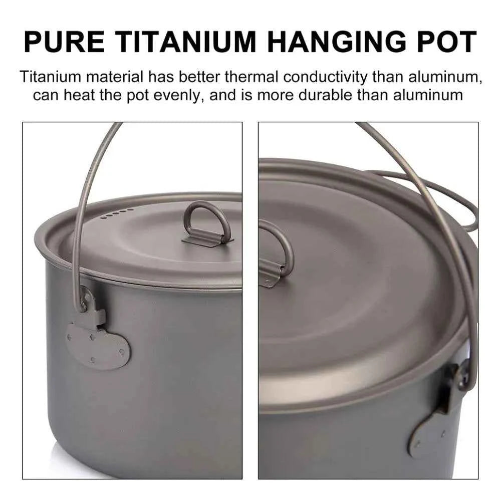 Widesea  Titanium Cookware  Titanium Cookware Set Tourism Cauldron Outdoor Cooking Pot Frying Pan Picnic Kitchen Hiking Trekking
