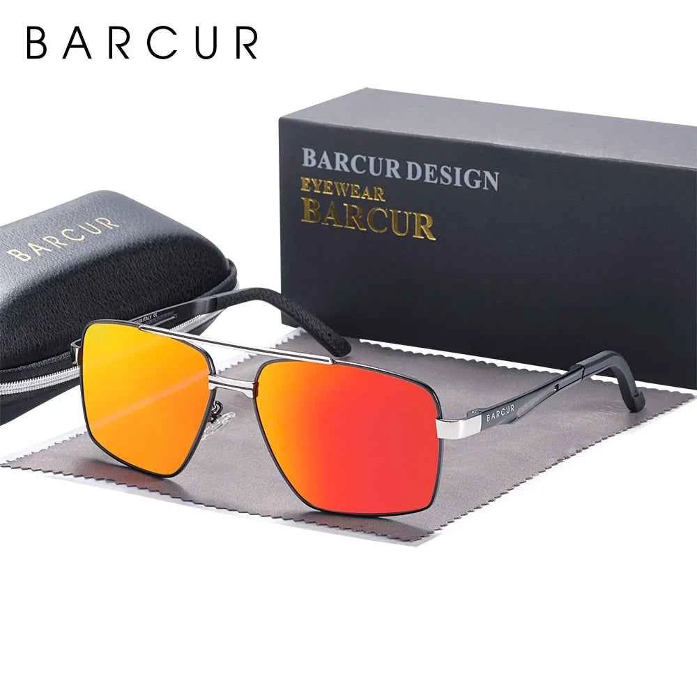 BARCUR BC8035 Polarized Pilot-Square Sunglasses – Stainless Steel, UV400, Unisex