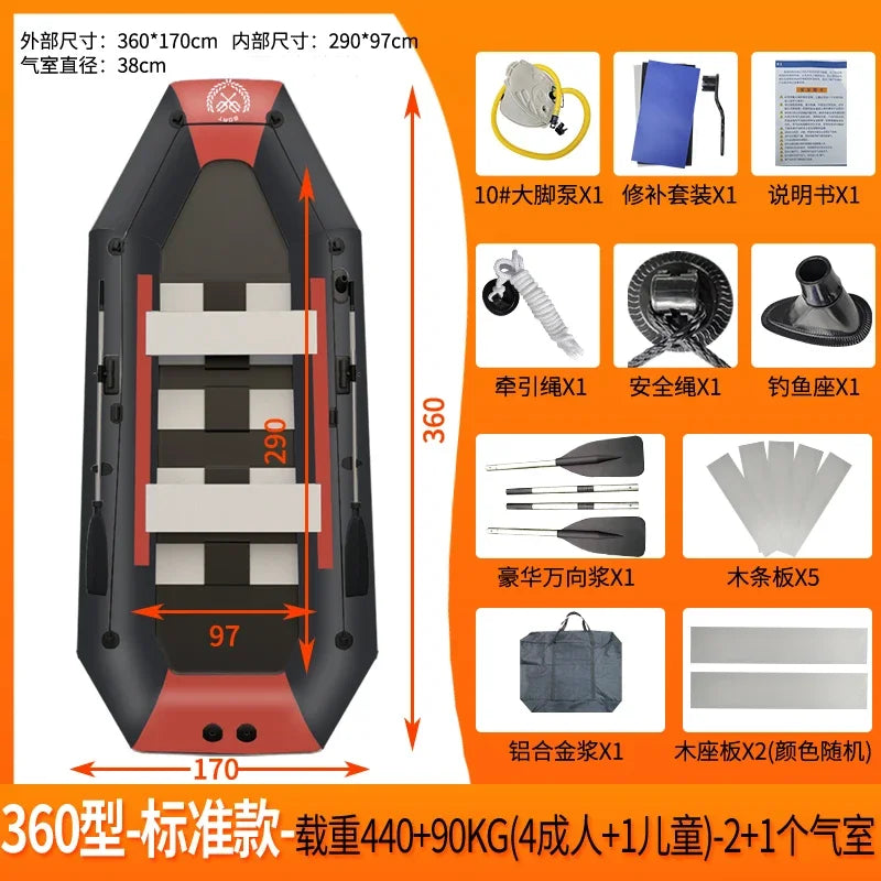 New 1.75~3.6m Inflatable Fishing Boat PVC 0.7mm Thickened Kayak Canoe Boat Sea Drifting Boat Rubber  Kayak Canoe Boat Drifting Boats