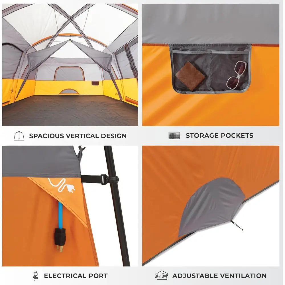 Spacious Multi-Room Cabin Tent for 10-12 People: Ideal for Family Camping and Outdoor Excursions