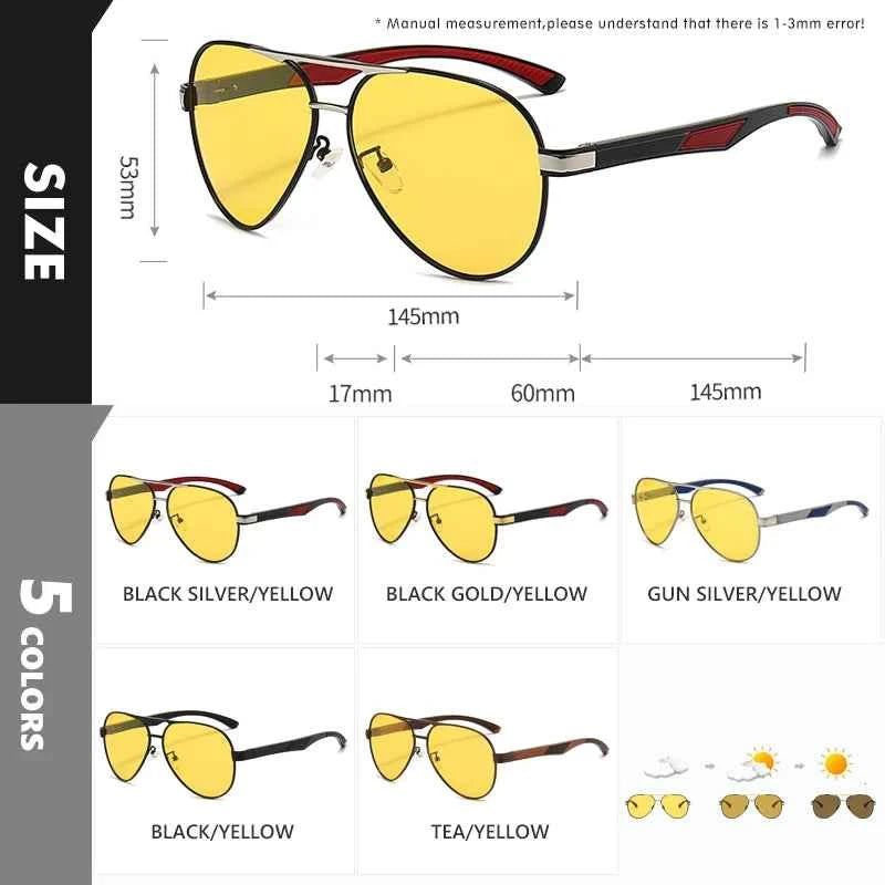 LIOUMO Luxury Photochromic Night Vision Sunglasses – Anti-Glare Chameleon Driving Glasses