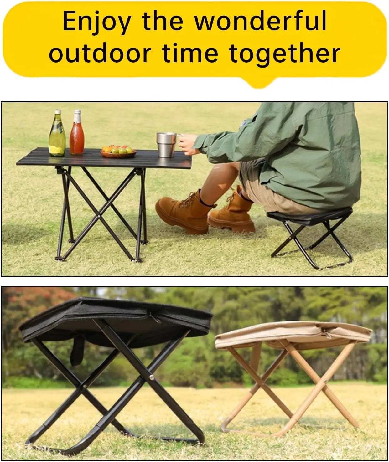 Ultralight Folding Camping Stool – Pocket-Sized 900D Oxford Seat for Fishing, Hiking, Backpacking &amp; Picnic