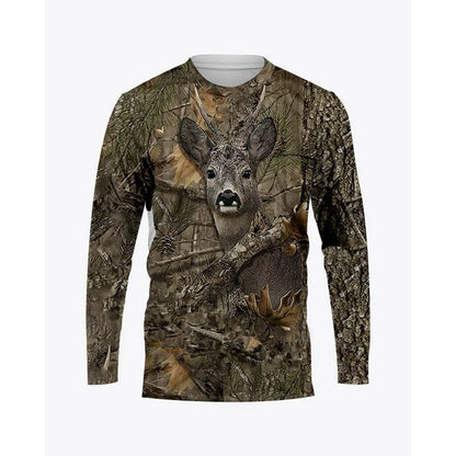 Camo &amp; Wildlife Graphic Long-Sleeve T-Shirt – Unisex Oversized Pullover Tee