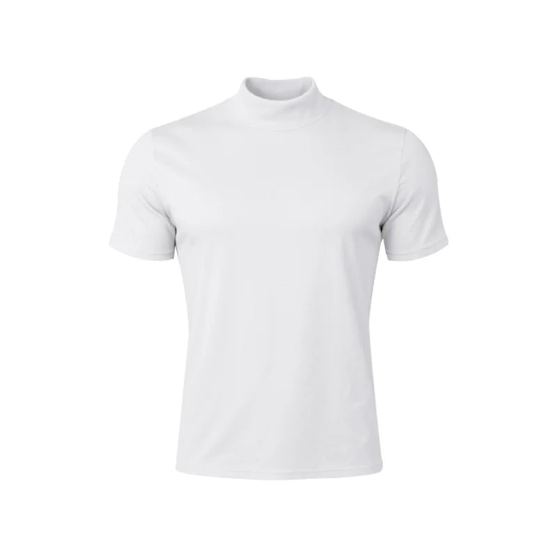 2025 compress sports Men T-shirt quick-dry Half High Collar Short Sleeve Pullover Tops Tight Breathable tops men Running T-shirt