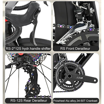 Cheap Mechanical Shifting Carbon Road Disc Bike 700*28C RS-24S Hydraulic Brake Racing Bicycle With Carbon 3K Handlebar For Sale