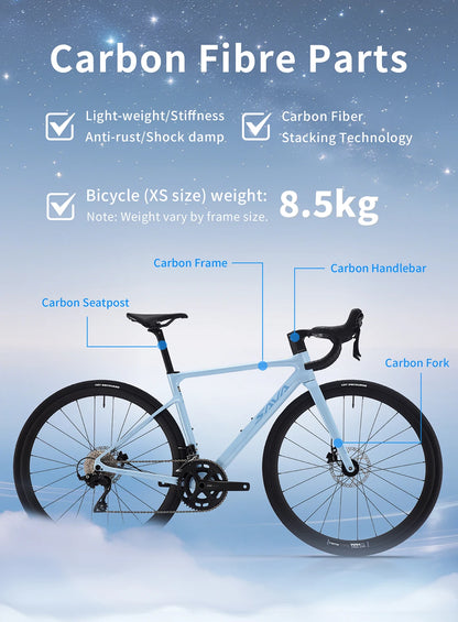 2025 SAVA NEW BIKE STAR SHIP Carbon Fiber Road Bike with HRD Dual Control Shifter Kit Road Racing Bike CE/UCI Certified
