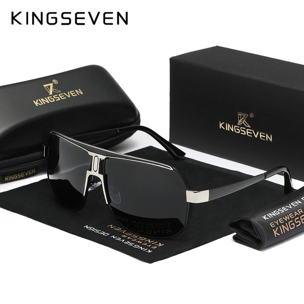 KINGSEVEN Polarized Square Oversized Sunglasses – UV400 Alloy Frame for Men &amp; Women