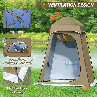 Privacy Shower &amp; Toilet Tent – 150D Oxford, Waterproof, 4-Season, 160×160×240cm