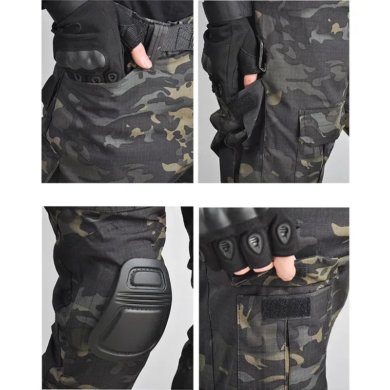 Combat Tops Waterproof Tactical Suits Elastic Multiple Pockets Quick Drying Workwear Cargo