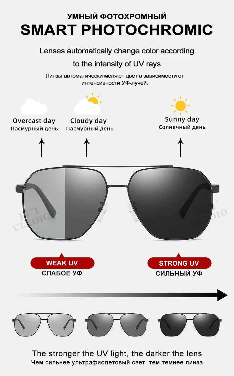 CLLOIO Classic Photochromic Sunglasses Men Women Polarized Driving Shades Sun Glasses Travel Anti-glare Chameleon Glasses