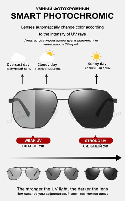CLLOIO Classic Photochromic Sunglasses Men Women Polarized Driving Shades Sun Glasses Travel Anti-glare Chameleon Glasses