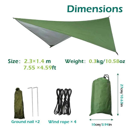 Double Camping Hammock with Mosquito Net, Rain Fly &amp; Tree Straps – 2 Person | 210T Nylon | 600 lb | 3000mm Rainfly
